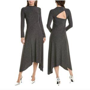 All Saints Gia Sparkle Gray Metallic Midi Dress Size 6